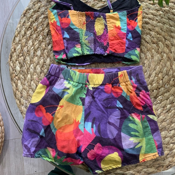 Colorful Fruit Print Crop Top and Skirt Set - Picture 2 of 2